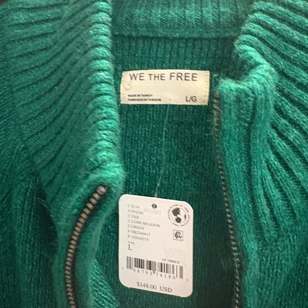 Free People We The Free On It Zip-Up Cardigan Large Lush Meadow NWT - Picture 5 of 7